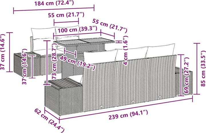 Produktbild vidaXL Garten-Esszimmer (100 x 55 x 73 cm)