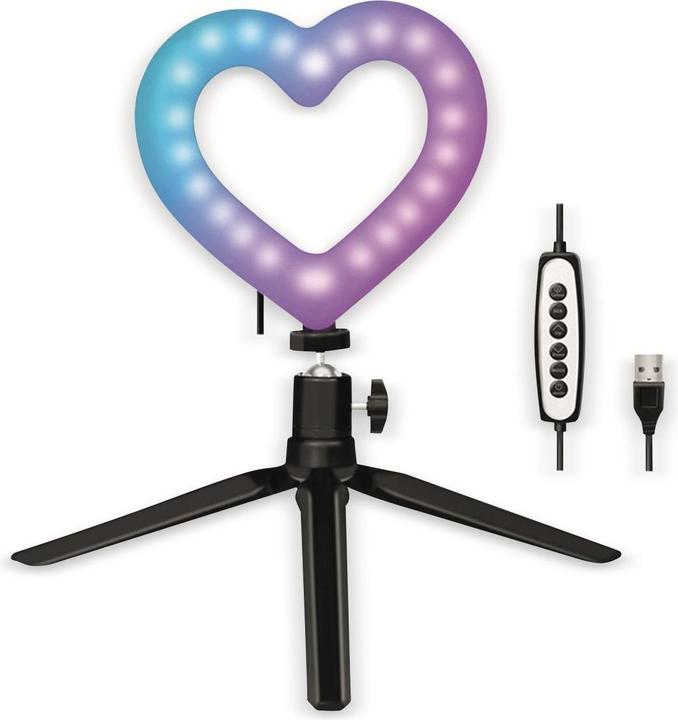Actual product image LogiLink Heart-shaped LED stand with lighting control 15 RGB colour modes, 17 dynamic lighting effects