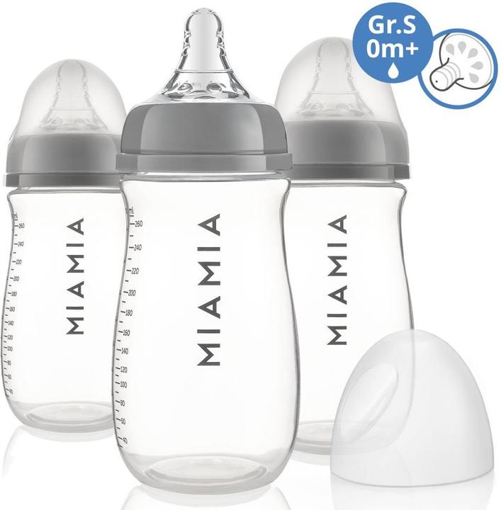 Produktbild MiaMia Babyflaschen PP-Flasche 3er Pack 260 ml + Silikon-Trinksauger (260 ml)