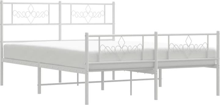 Produktbild vidaXL Bettgestell Kopfteil Fussteil Metallbett Bett Doppelbett Weiss 120x190cm (120 x 190 cm)
