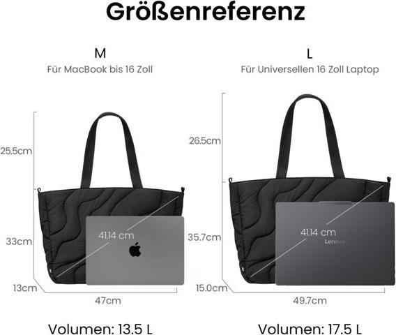 Produktbild tomtoc Terra-T38 Puffy Laptop Tote Bag, 13.5L, black (16")