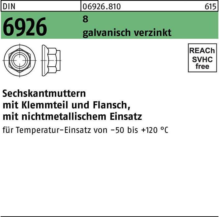 Image du produit Ecrou hexagonal DIN 6926 avec pièce de serrage/bride M 5 8 électro-galvanisé (M5)