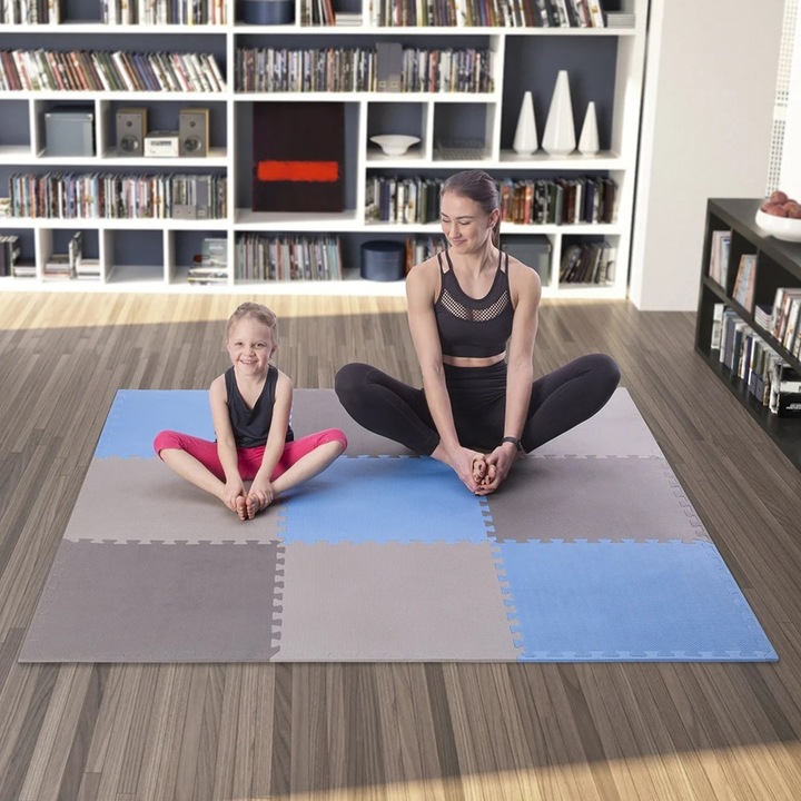 Actual product image One Folding mat for training HMS MP10, light gray-blue-dark gray, 60x60x1.0 cm, 9 parts (1 cm)