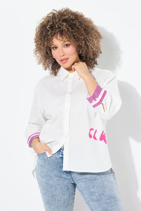Immagine prodotto Ulla Popken Camicia con scritta, collo da camicia e maniche a 3/4 (42, 44)
