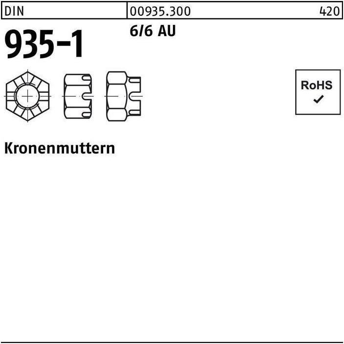 Thumbnail - Muttern + Unterlegscheiben, Kronenmutter DIN 935-1 M 36 6 / 6 Automatenstahl
