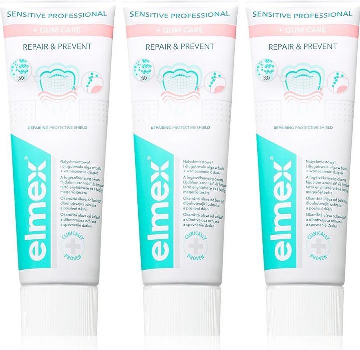Image du produit Elmex Sensitive Professional Repair Prevent Trio Dentifrice 3 Ks Zubni Pasta Pro Ulevu Od Bolesti (75 ml)