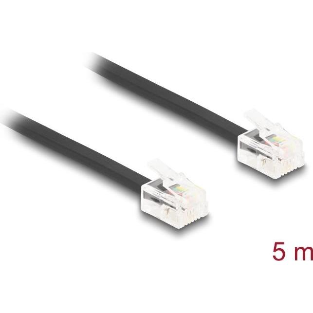 Delock Telefonkabel RJ11 Stecker zu RJ11 Stecker schwarz 5 m, Telefon Zubehör