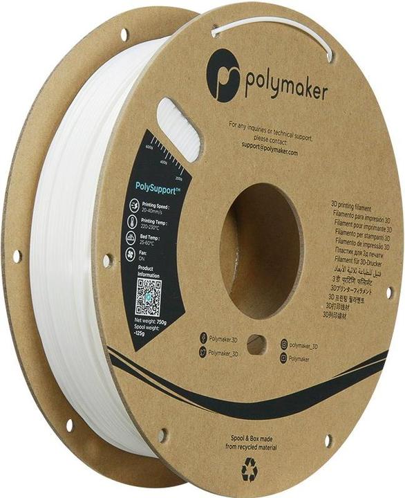 Produktbild Polymaker PD04001 Polysupport Breakaway Filament Supportmaterial 1.75 mm 750 g (1.75 mm, 750 g, Weiss)