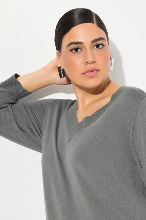 Produktbild Ulla Popken Pullover, V-Ausschnitt, Langarm, weicher Feinstrick (42, 44)