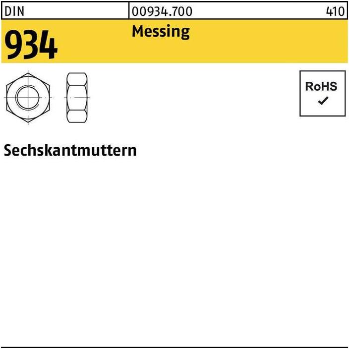 Thumbnail - Muttern + Unterlegscheiben, Sechskantmutter DIN 934 M 30 Messing (M30)