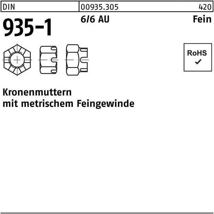 Thumbnail - Muttern + Unterlegscheiben, Kronenmutter DIN 935-1 M 64 x 4 6