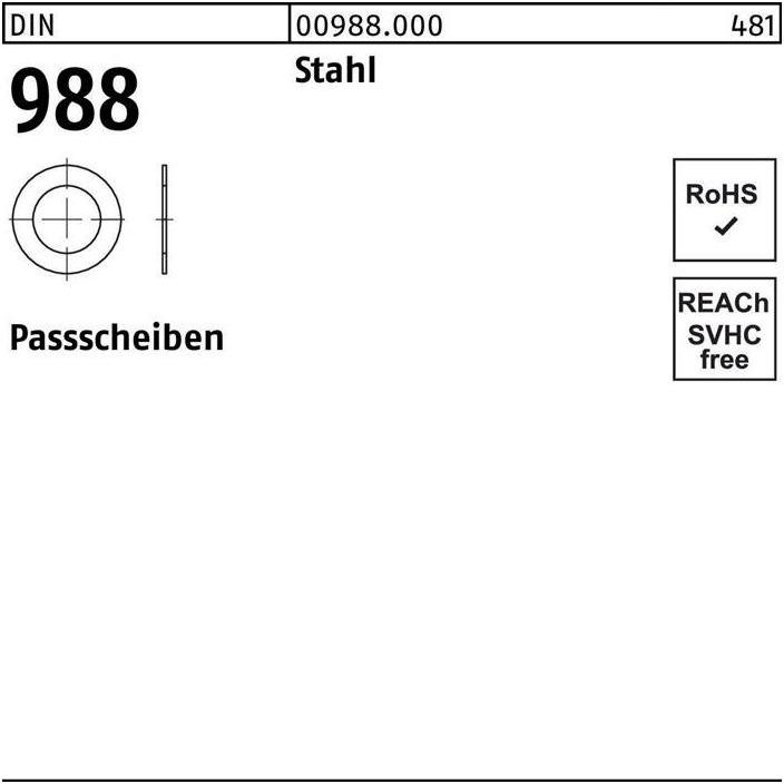 Thumbnail - Reyher, Zubehör Befestigungstechnik, Passscheibe DIN 988 6 x 12x0,25 Stahl