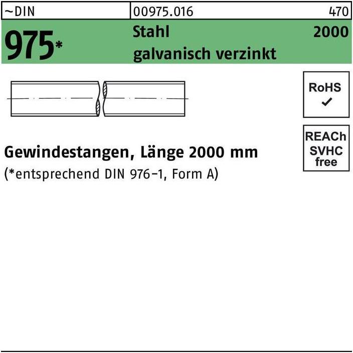 Thumbnail - Zubehör Befestigungstechnik, Gewindestange DIN 975 M 6 x 2000mm Stahl galvanisch verzinkt