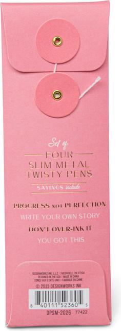 Produktbild Designworks Twisty Slim Metal Pen Set - Motivation (Set of 4) (Pink, Rot, Violet, 4x)