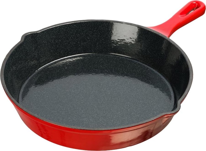 Productafbeelding geëmailleerde gietijzeren pan, 25 cm, rood (25 cm, Koekenpan, Gietijzer)