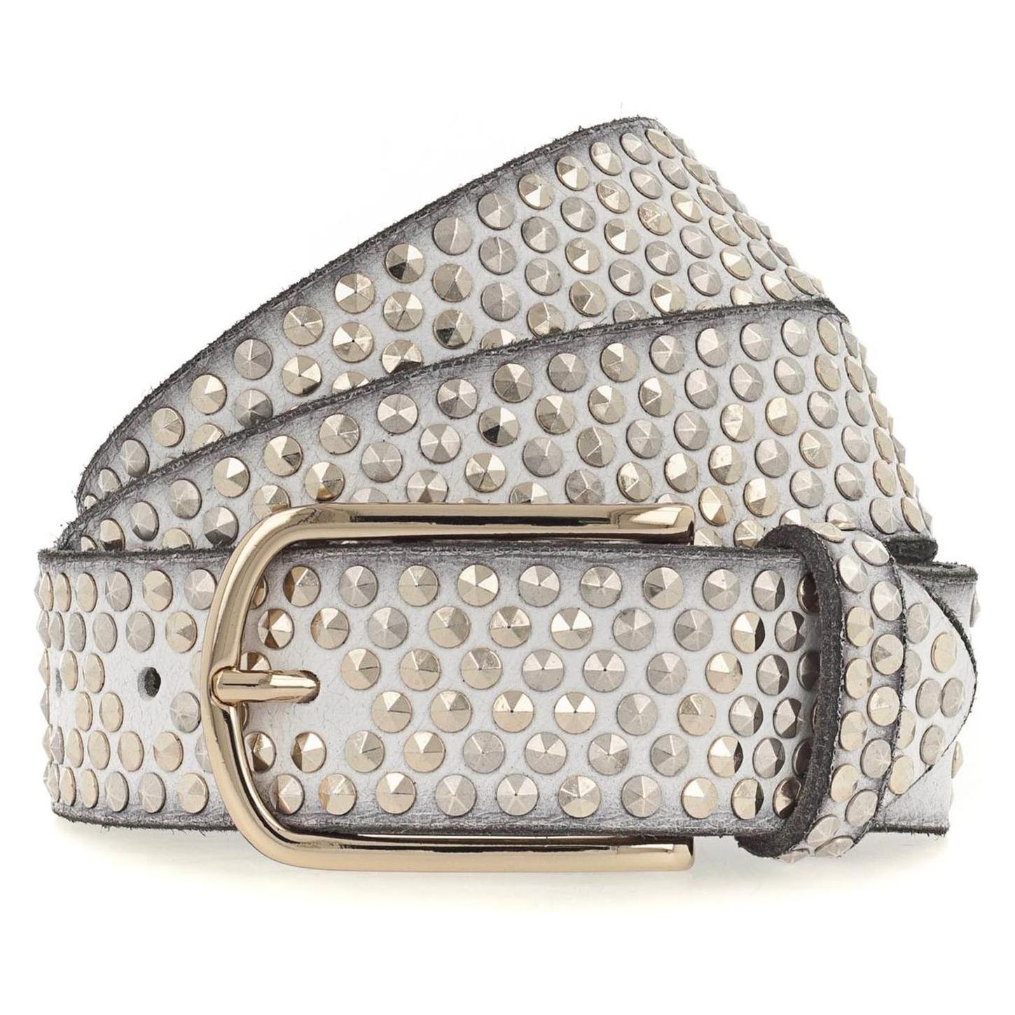 B.Belt, Damen, Gürtel, Nietengürtel Zoe Gold, Weiss