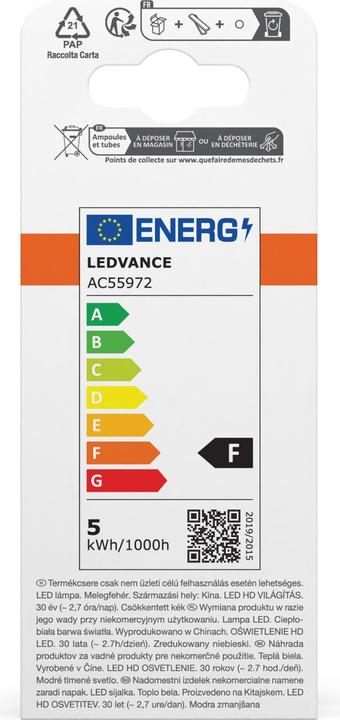 Etichetta energetica Osram Lampade Classiche A LED Smerigliate (E27, 9.40 W, 806 lm, 1 x, F)