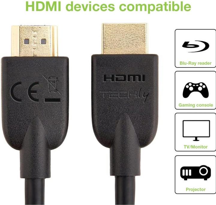 Actual product image Techly HDMI 4K 60Hz High Speed Connection Cable with Ethernet black 1m (1 m)