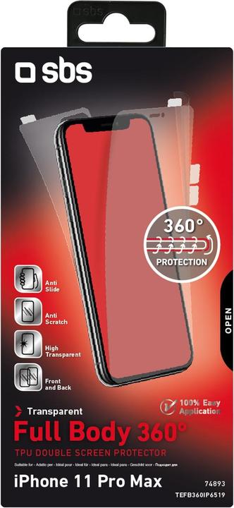 Produktbild SBS Full Body 360° Schutzfolie für iPhone 11 Pro Max (2 Stück, Apple iPhone 11 Pro Max)