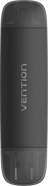 Actual product image Vention 2-in-1 USB 3.0 A+C Card Reader(SD+TF) Black Dual Drive Letter (Type-B)