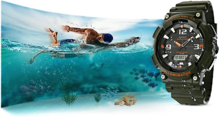 Image du produit Casio Montre homme AQ - S810W-3AV 10 Bar SOLAR pour la natation (Montre de sport, Montre analogique, Montre numérique, 46 mm)
