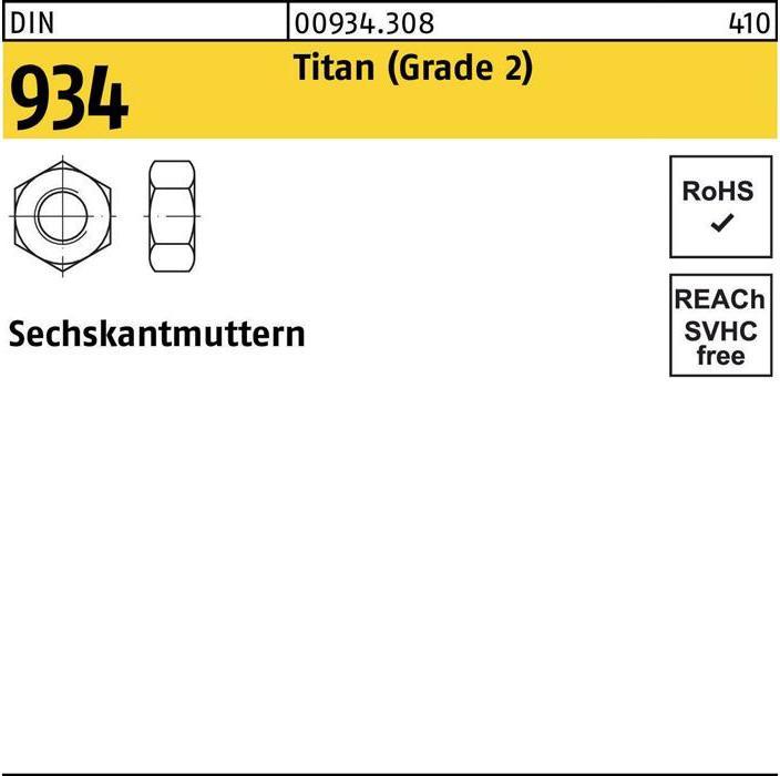 Écrou hexagonal DIN 934 M 16 Titane (Grade 2) (M16)