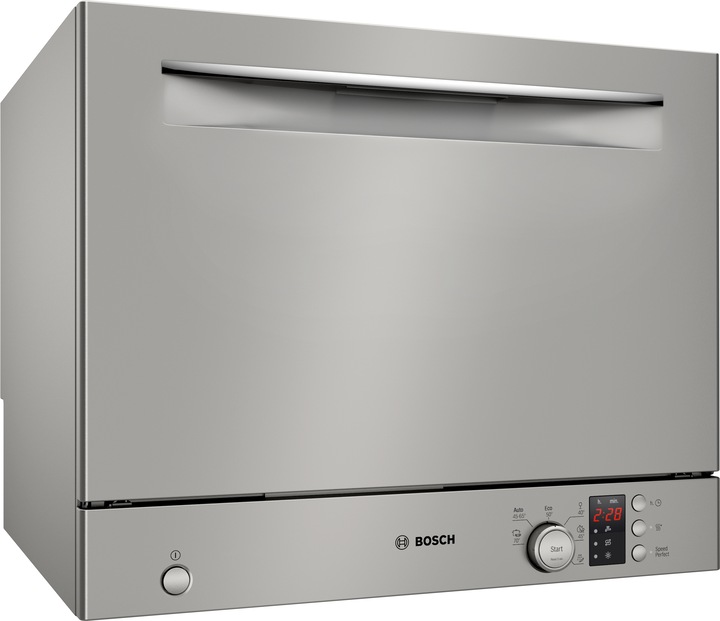 Produktbild Bosch Hausgeräte Serie 2, Freistehender Kompakt-Geschirrspüler, 55 cm, Gebürsteter Stahl mit Anti-Fingerprint, SKS2IT