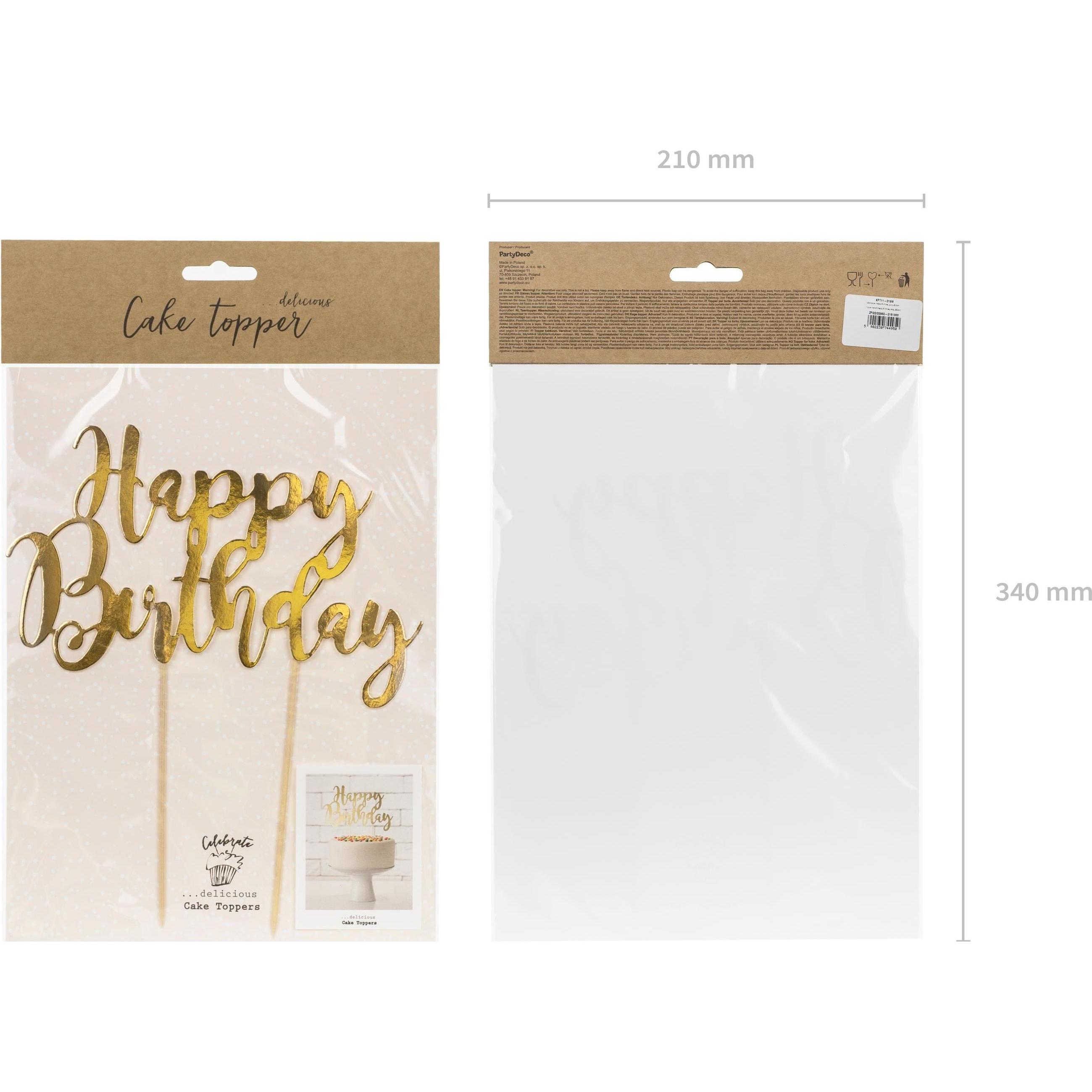 Thumbnail - Partydeco Goldene Dekoration für "Happy Birthday"-Torte