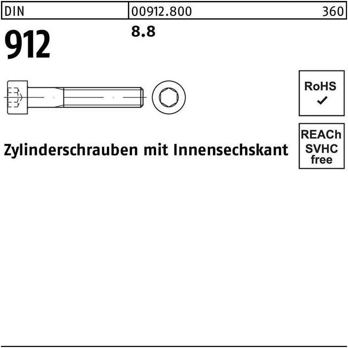 Schrauben, Zylinderschraube DIN 912 m.Innensechskant M 4 x 8 8.8 (100 Schrauben pro Stück)