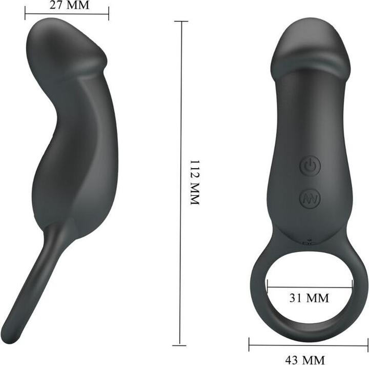 Image du produit Pretty Love Trae Anneau Vibrant Avec Stimulateur Noir (14 cm)