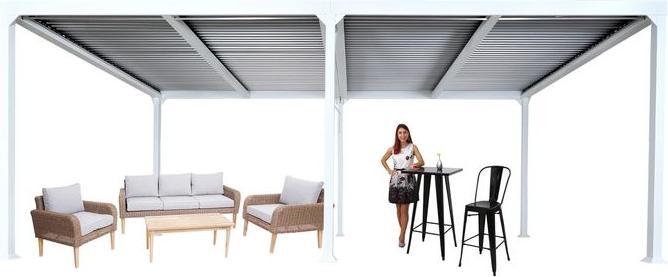 Produktbild Mendler Alu Pergola HWC-L41, Lamellen-Pavillon, stabiles 8cm-Metall-Gestell 3x6m - weiss (300 cm, 600 cm)