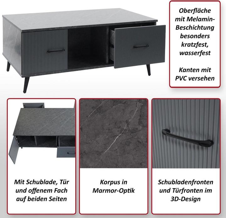 Image du produit JOHN316 Couchtisch (60 x 100 x 43 cm)