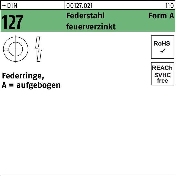 Thumbnail - Zubehör Befestigungstechnik, Federring DIN 127 A 12 Federstahl feuerverzinkt