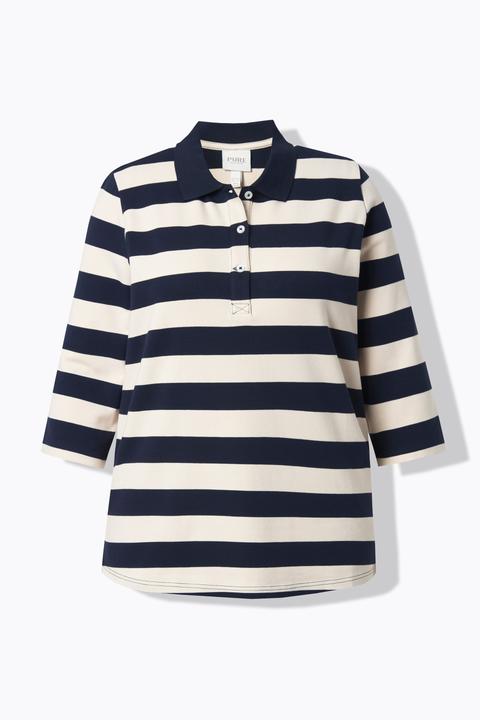 Produktbild Ulla Popken Polo-Sweatshirt, Streifen, 3/4-Arm (54)