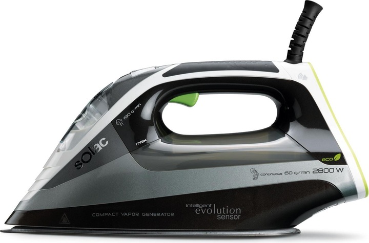 Actual product image Solac CVG9512, Steam iron, Ceramic soleplate, 190 g/min, Black, Grey, 2800 W (2800 W, 190 g/min)