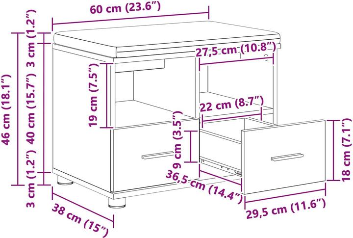 Image du produit vidaXL Flurbank (60 cm)