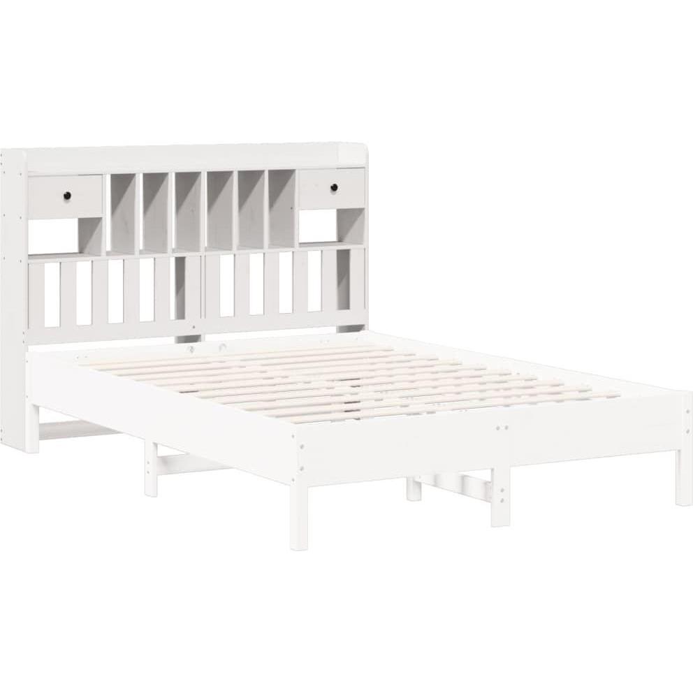 VidaXL, Bett Zubehör, Kopfteil Bettkopfteil Betthaupt mit Stauraum Weiss 140cm Massivholz Kiefer