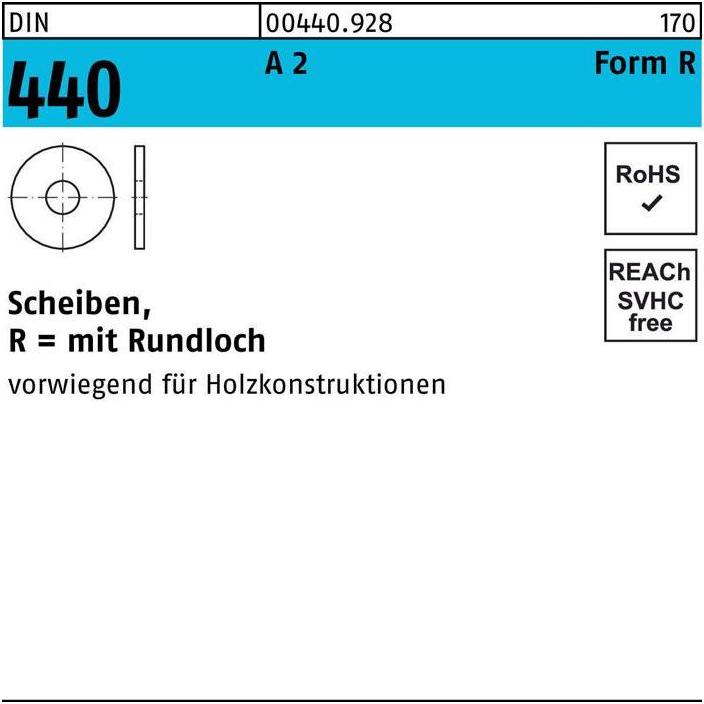 Thumbnail - Zubehör Befestigungstechnik, Scheibe DIN 440/ISO 7094 Form R R 17,5x 56x 5 A 2