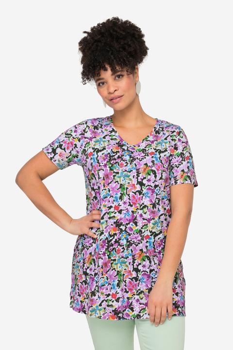 Immagine prodotto Miamoda T-Shirt, Blumenmuster, V-Ausschnitt, Halbarm (42)