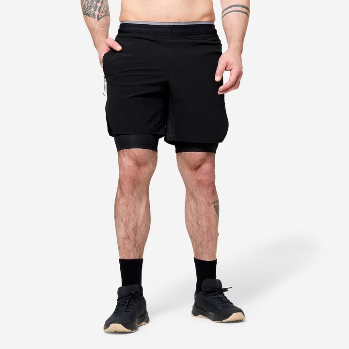 Actual product image Domyos Shorts Crosstraining atmungsaktiv und leicht Celliant - schwarz/grau (M)