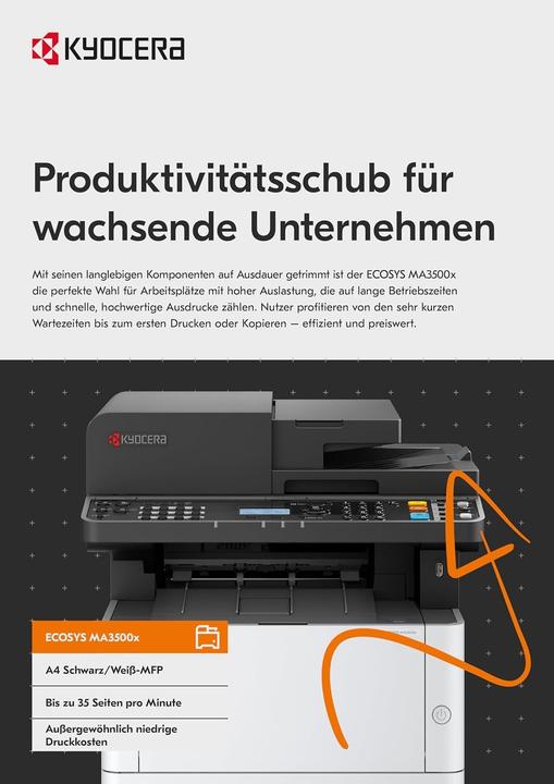 Actual product image Kyocera ECOSYS MA3500X/PLUS (Laser, Black and white)