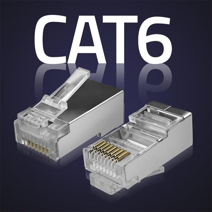 Actual product image Qoltec RJ45 Durchgangsstecker, CAT6, FTP, 100 Stück (Network Accessories)