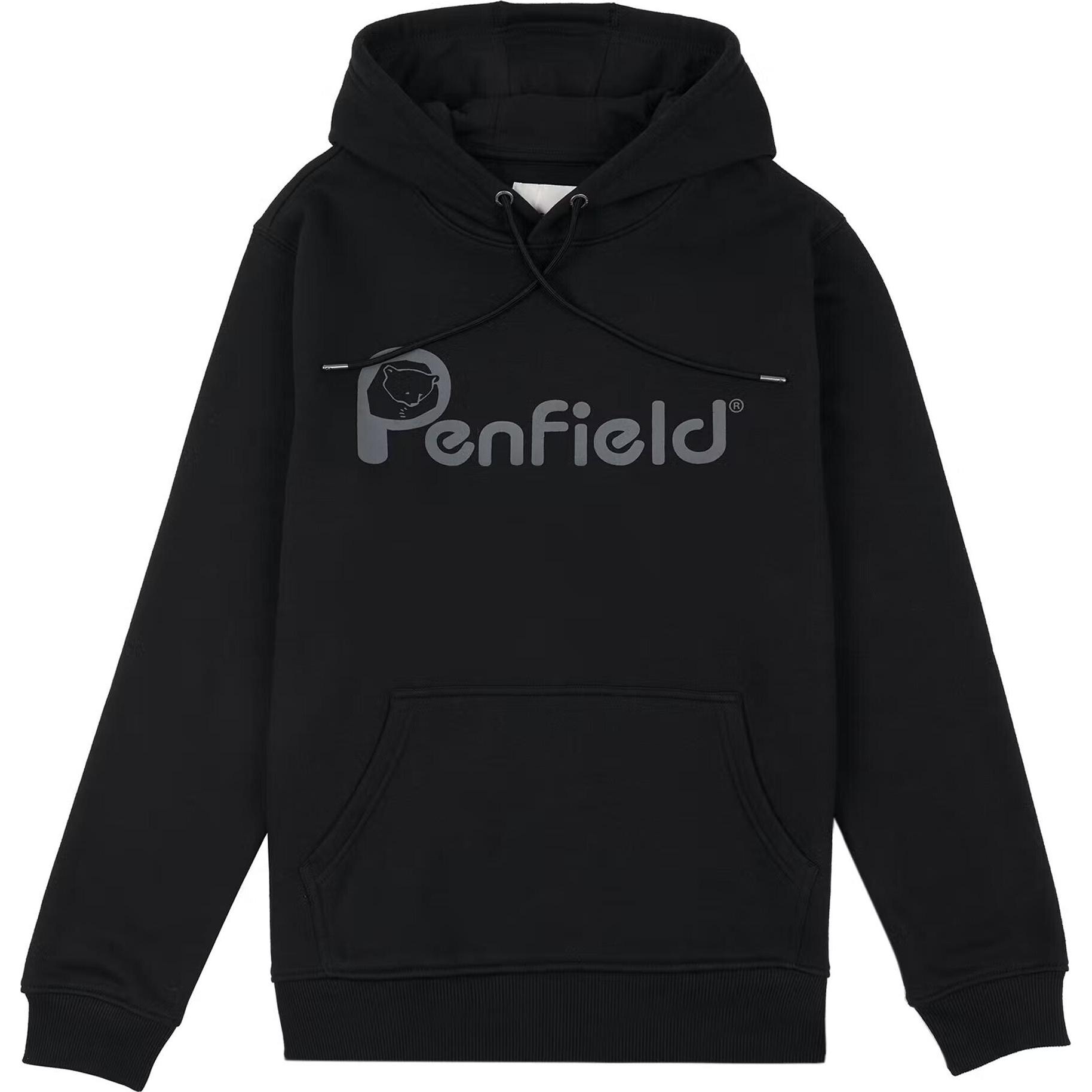 Penfield, Herren, Pullover, kapuzenpullover bear chet print, Schwarz, (S)