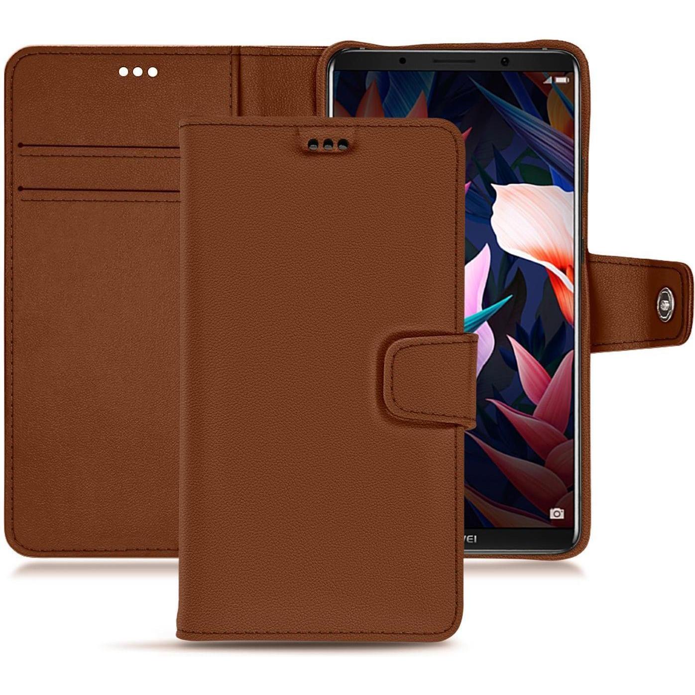 Noreve Lederschutzhülle Wallet (Huawei Mate 10 Pro), Smartphone Hülle, Braun