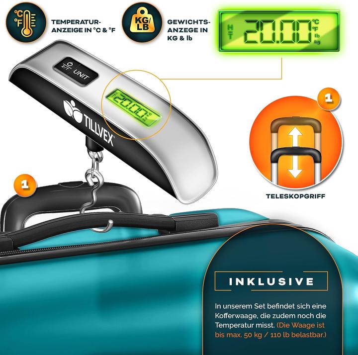 Image du produit Tillvex 3-teilige Reisekoffer-Set mit Kofferwaage & Anhänger