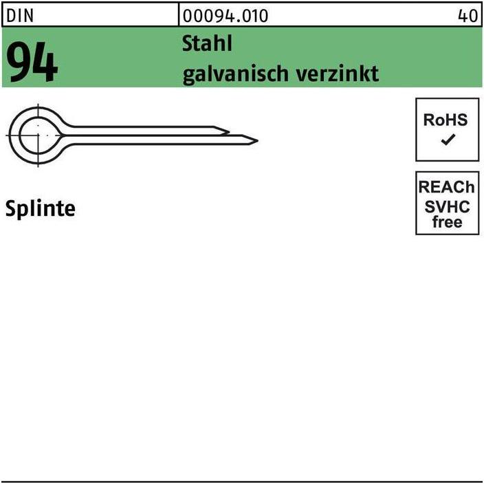 Thumbnail - Reyher, Meissel, Splinte DIN 94/ISO 1234 4 x 125 Stahl galvanisch verzinkt