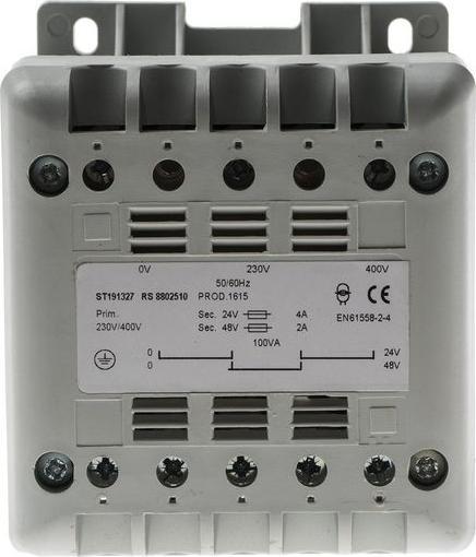 Produktbild RS PRO Control Panel Transformer 100VA 2x24V op