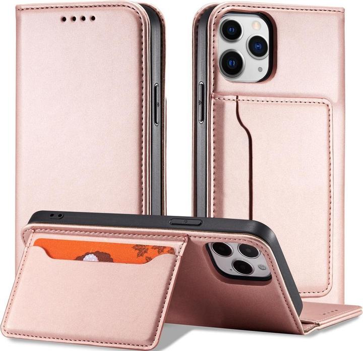 Image du produit Hurtel Etui Magnétique pour iPhone 12 Pro Pochette Portefeuille Carte Stand Rose (Apple iPhone 12 Pro)