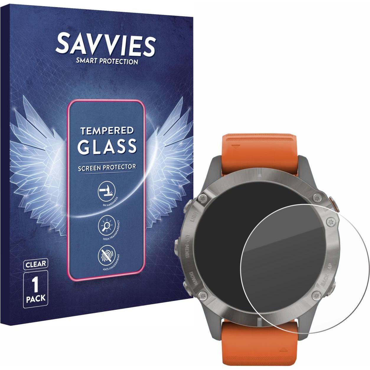 Savvies Panzerglas Hartglas Displayschutz, Smartwatch Schutzfolie, Transparent