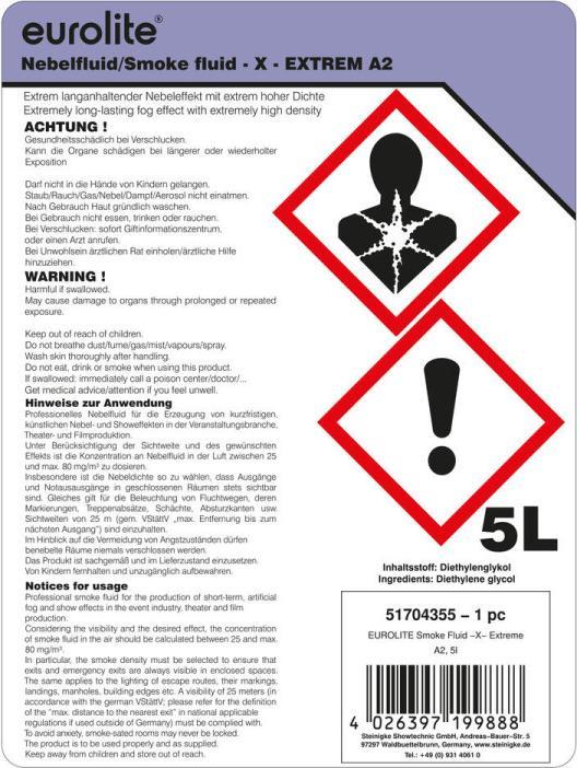 Actual product image Eurolite Smoke Fluid -X- Extreme A2, 5l Fog Fluid (Fog fluid)